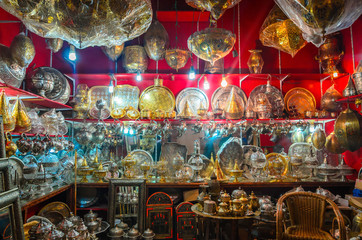 Traditional moroccan lamps on market in Fes, Morocco