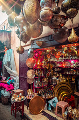 Traditional moroccan lamps on market in Fes, Morocco