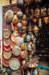 Traditional moroccan lamps on market in Fes, Morocco