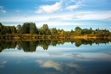 Fototapeta na wymiar Reflections in Mirror Lakes, New Zealand 