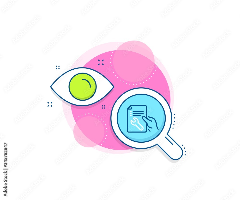 Poster repair service document sign. research complex icon. spanner tool line icon. fix instruments symbol.
