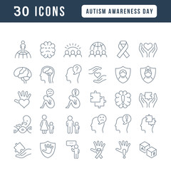 Vector Line Icons of Autism Awareness Day