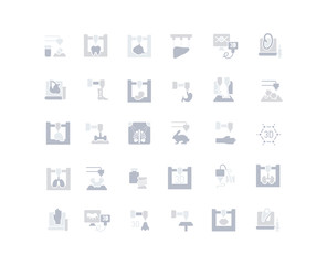 Set of Simple Icons of 3D Bioprinting