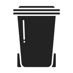 Bin black glyph icon. Сleaning service. Pictogram for web page, mobile app, promo.