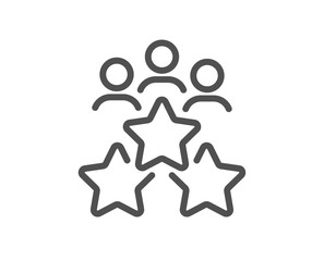 Business meeting line icon. Employee nomination sign. Teamwork rating symbol. Quality design element. Editable stroke. Linear style business meeting icon. Vector