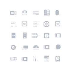 Set of Simple Icons of Computer Upgrading