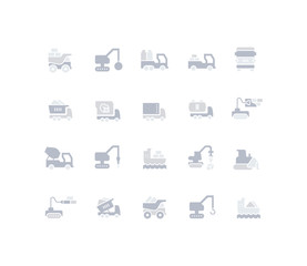 Set of Simple Icons of Construction Transport