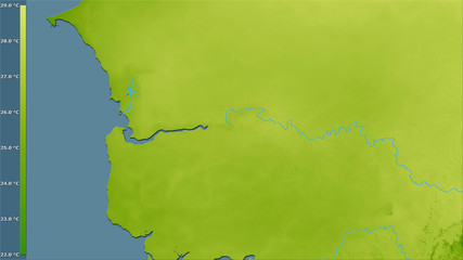 Gambia, annual temperature - raw data