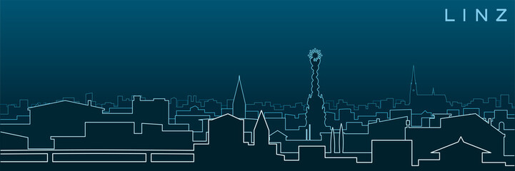 Linz Multiple Lines Skyline and Landmarks