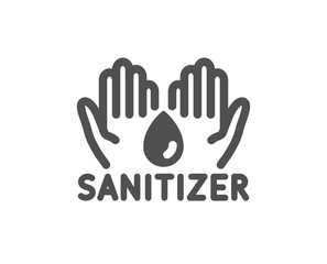 Hand sanitizer icon. Sanitary cleaning sign. Washing hands symbol. Classic flat style. Quality design element. Simple hand sanitizer icon. Vector