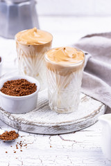 Dalgona whipped coffee with milk