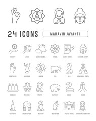 Vector Line Icons of Mahavir Jayanti