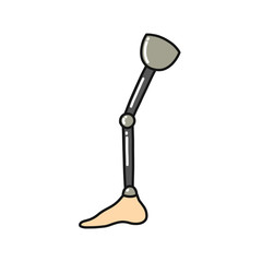 prosthetic leg doodle icon, vector illustration