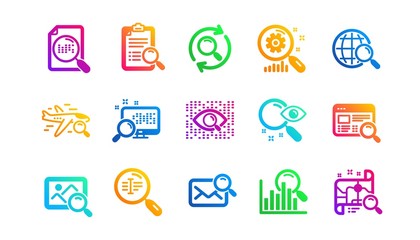 Indexation, Artificial intelligence and Car rental. Search icons. Search images classic icon set. Gradient patterns. Quality signs set. Vector