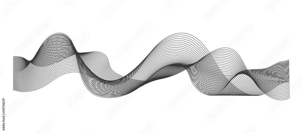 Aufkleber abstract line sound wave. graphic wireframe pulse frequency of equalizer. gray wavy rhythm of mixer 