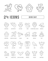 Vector Line Icons of Bird Day