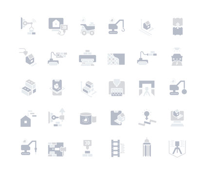 Set of Simple Icons of Construction Technology