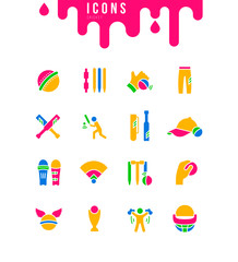 Set of Simple Icons of Cricket