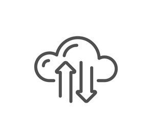 Cloud computing sync line icon. Internet data storage sign. File hosting technology symbol. Quality design element. Editable stroke. Linear style cloud sync icon. Vector
