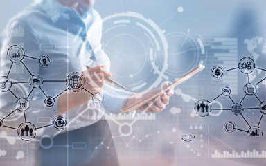 Business intelligence. Financial dashboard with key performance indicators.