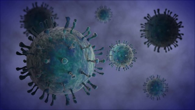 3D animation of the bacteriological background and a variety of covid-19 viruses. Animation for medical and scientific banners and compositions.