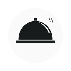 Dish cover or lid, food server tray black isolated vector icon, vector illustration 10