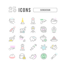Vector Line Icons of Songkran