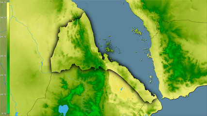 Eritrea, annual temperature - dark glow