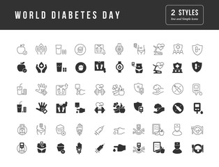 Vector Simple Icons of World Diabetes Day