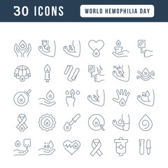 Vector Line Icons of World Hemophilia Day