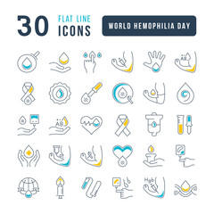 Fototapeta premium Vector Line Icons of World Hemophilia Day