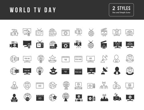 Vector Simple Icons of World TV Day
