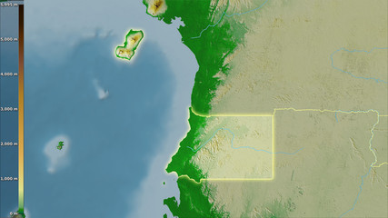 Equatorial Guinea, topographic physical - light glow