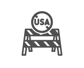 USA close borders icon. Coronavirus Covid-19 pandemic sign. Travel restrictions symbol. Classic flat style. Quality design element. Simple uSA close borders icon. Vector