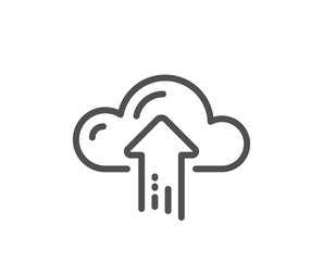 Cloud computing upload line icon. Internet data storage sign. File hosting technology symbol. Quality design element. Editable stroke. Linear style cloud upload icon. Vector