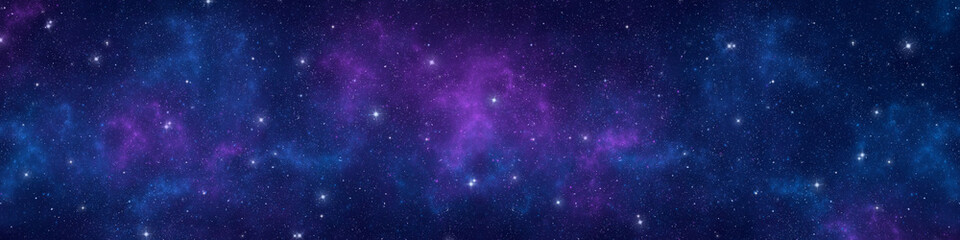 Fototapeta na wymiar Nebula and stars in night sky web banner. Space background.