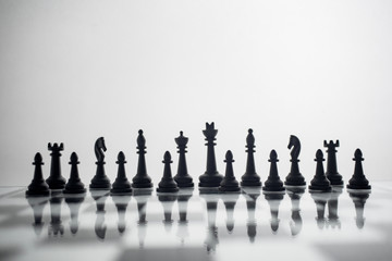 black and white chess on a mirror chessboard