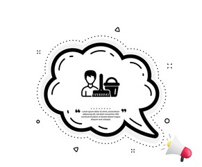 Cleaning service icon. Quote speech bubble. Bucket with mop symbol. Washing Housekeeping equipment sign. Quotation marks. Classic cleaning service icon. Vector