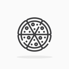 Pizza icon in line style. Editable stroke.