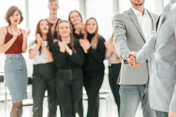 Fototapeta premium close up. business people greet each other.