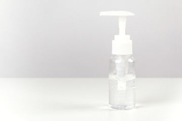 Coronavirus prevention medical surgical masks and hand sanitizer gel for hand hygiene corona virus protection.