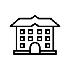 high school building in outline style on white background