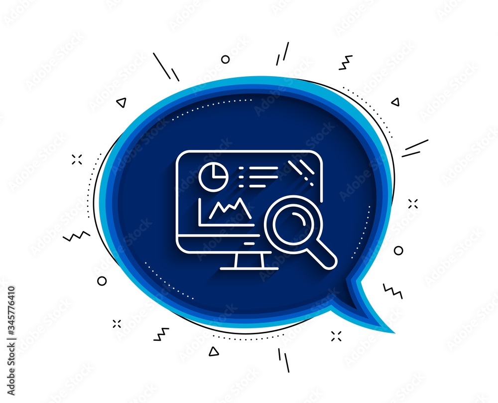 Poster seo statistics line icon. chat bubble with shadow. search engine sign. analytics chart symbol. thin 