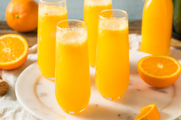 Fototapeta na wymiar Boozy Champagne Mimosa with Orange Juice