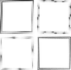 Set of black vector halftone dots. Square form. Geometric art. Trendy design element for frame, logo, tattoo, sign, symbol, web, prints, posters, template, pattern and abstract background