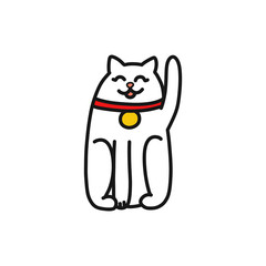 maneki neko doodle icon, vector illustration