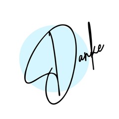 Danke Card. Hand Written Lettering for Title, Heading, Photo Overlay, Wedding Invitation, Thank You Message.
