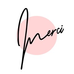 Fototapeta premium Merci Card. Hand Written Lettering for Title, Heading, Photo Overlay, Wedding Invitation, Thank You Message.