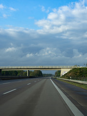 Fototapeta premium Picture of the nearly empty Autobahn in northern Germany, pictured while the corona chrisis