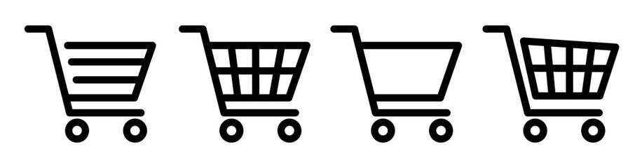 Shopping cart icon set.Shopping cart icon design collection.Vector diferends black shopping cart icons set. Vector illustration in flat stile